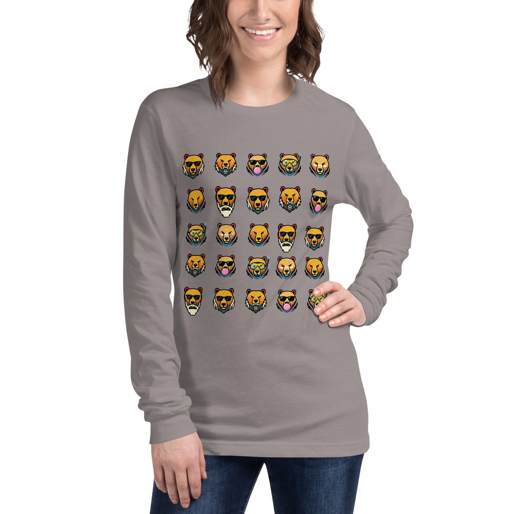 FOUNDATION Open Season Long Sleeve, Storm, front view with 5x5 Bear grid