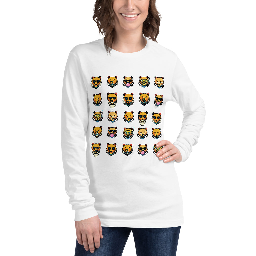 FOUNDATION Open Season Long Sleeve, White, front view with 5x5 Bear grid