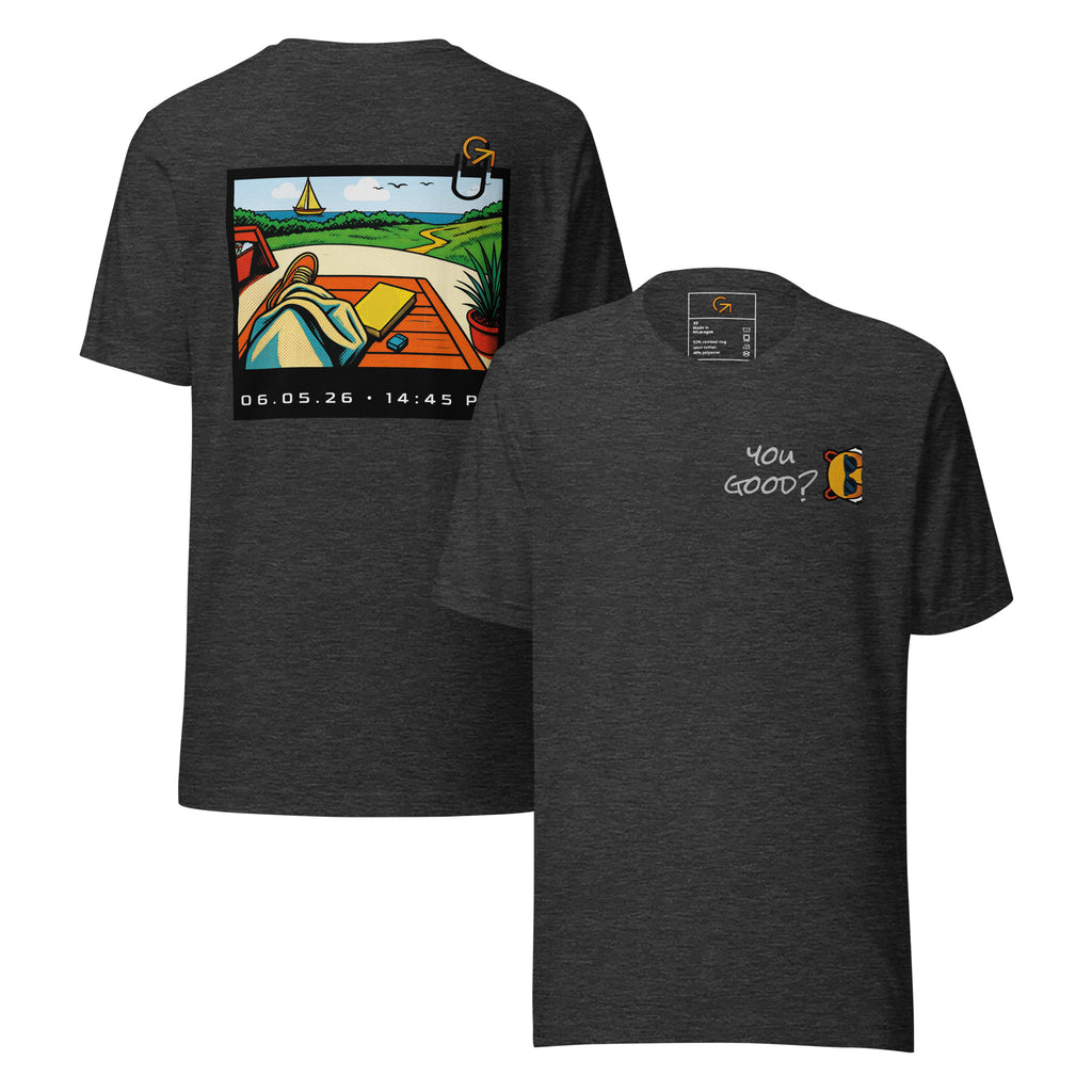 FOUNDATION Open Season T-Shirt, Dark Grey Heather, front and back view