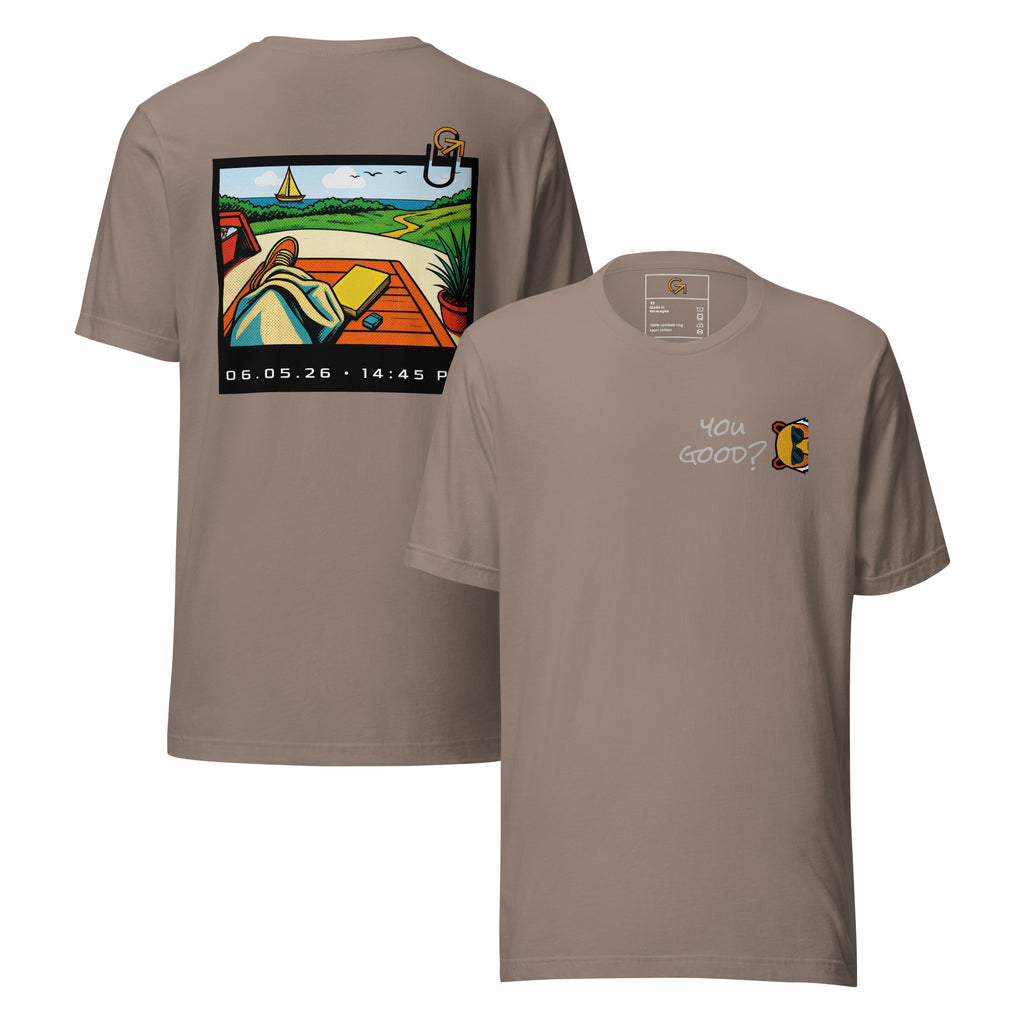 FOUNDATION Open Season T-Shirt, Pebble, front and back view