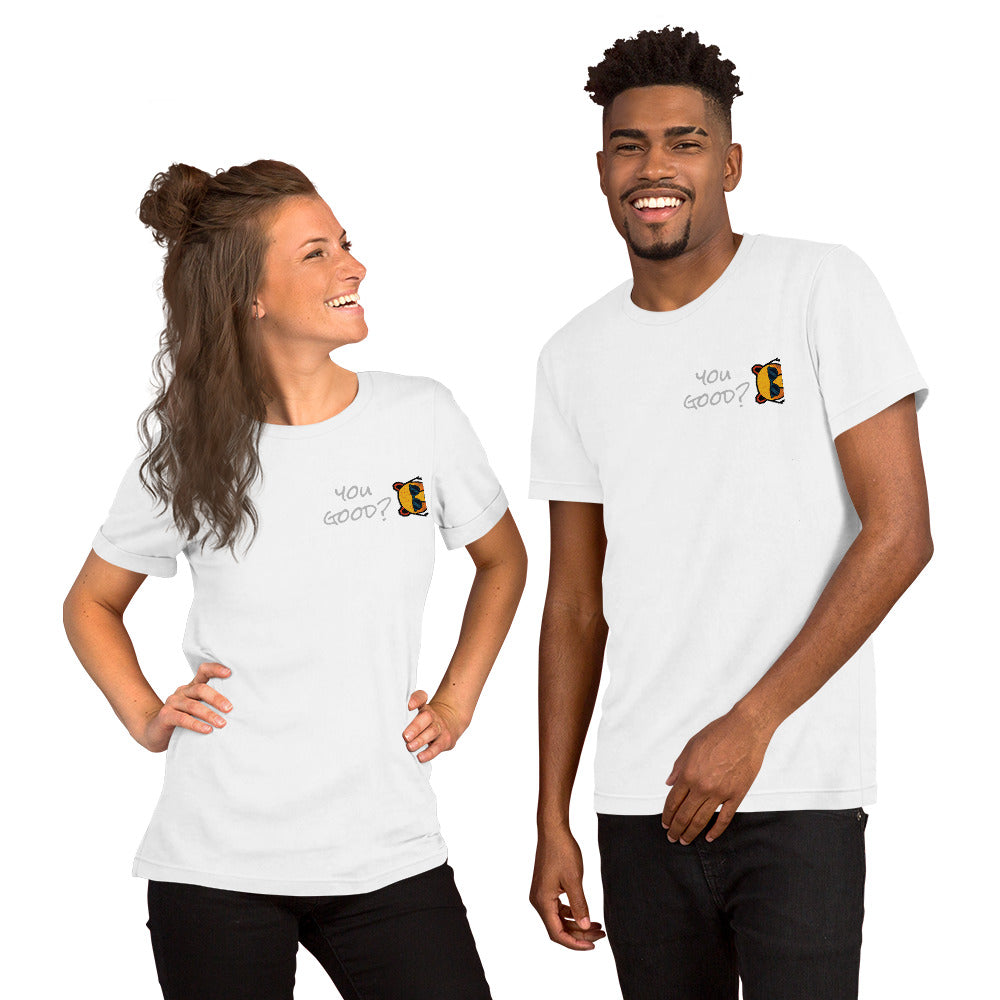 FOUNDATION Open Season T-Shirt, White, front view with sunglasses Bear detail